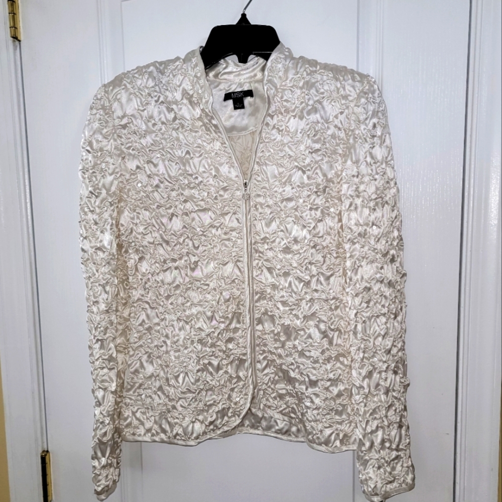 MSK Elegant White Textured Women's Jacket NWT